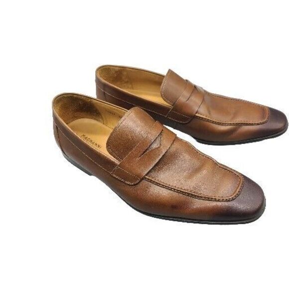 Magnanni Vince Penny Loafers Men’s 10 M Chestnut Leather Slip On Shoes